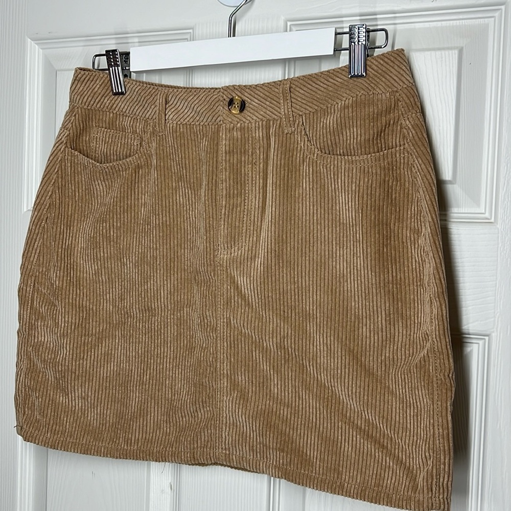 NWT Tan Corduroy Mini Skirt - Picture 2 of 3